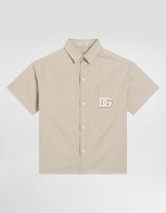 Габардиновая рубашка с логотипом DG Dolce&Gabbana, бежевый