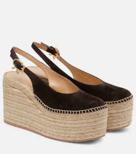 Замшевые сланцы-эспадрильи на танкетке Gianvito Rossi, Moka+Naturale