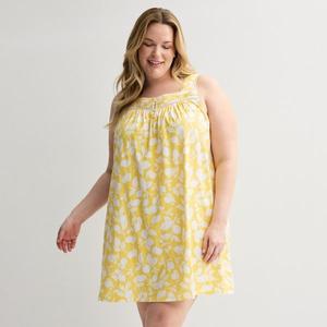 Хлопковый ночной халат больших размеров Croft & Barrow, цвет two tone lemon