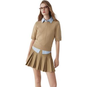 ELLE Трикотажный свитер для женщин Coffee с круглым вырезом Moderate Others