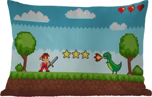 Подушка для улицы - Игры - Аркада - Ретро - 60 x 40 см - Устойчива к погодным условиям - Подушка для отдыха - Декоративная подушка - Подушка для дома MuchoWow