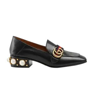 Кроссовки Gucci Wmns Leather Mid-Heel Loafer, цвет Black Blue Red