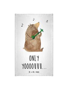 Mr. & Mrs. Panda Гостевое полотенце с изображением медведя и гитары, надпись белым цветом