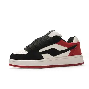 Износостойкие и легкие низкие кроссовки для скейтборда унисекс черные красные STUR YSN