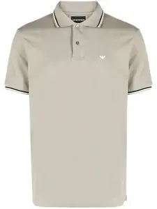 Рубашка поло с вышитым логотипом EMPORIO ARMANI, серый
