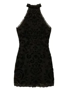 Платье мини с вырезом халтер и вышивкой TWINSET, черный