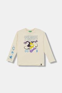 Детская хлопковая кофта с длинным рукавом United Colors Of Benetton, бежевый