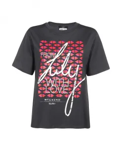 Хлопковая футболка с принтом на передней части Weekend Max Mara, черный