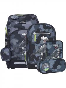 BECKMANN Школьный рюкзак Active Air FLX, 5 предметов, камуфляж Rex, черный