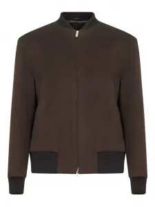 Бомбер на молнии из чистой шерсти Lardini, коричневый