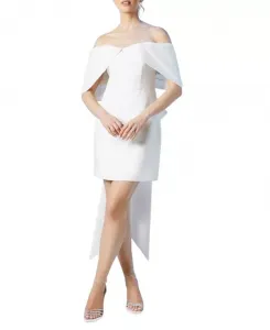 Эффектное мини-свадебное платье с открытыми плечами. Coast, белый