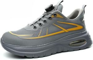 Мужские повседневные кроссовки на шнуровке низкие, для безопасной ходьбы, бега, тенниса, тренировок в спортзале, джоггинга, модные, с антискользящей подошвой Qacksv, серый