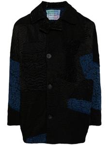 By Walid однобортное пальто в технике пэчворк, черный