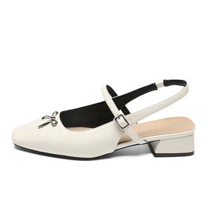 ZHR Женские туфли на высоком каблуке бежево-черного цвета