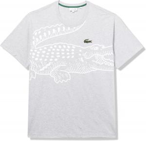 Мужская футболка Lacoste с круглым вырезом, коротким рукавом, свободным кроем и графическим принтом, Silver Chine