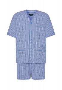 Мужская короткая синяя пижама из поплина для дзюдо в клетку El Búho NOCTURNO, синий