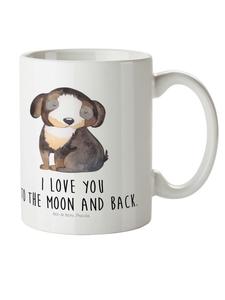 Детская кружка с изображением собаки, отдыхающей с надписью на белом фоне Mr. & Mrs. Panda