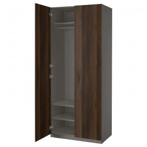 Гардероб PAX/STORKLINTA IKEA, 100x60x236 см, цвет dark grey/dark brown stained oak effect
