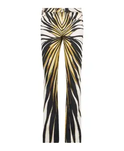 Узкие хлопковые брюки с золотистым узором Roberto Cavalli, мультиколор