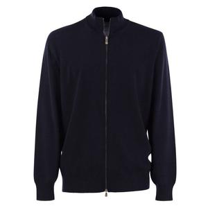 Застёгивающийся на молнию вязаный кардиган Brunello Cucinelli, темно-синий