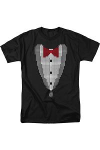 Теория большого взрыва пикселизированный смокинг короткий рукав взрослая футболка / футболка Gildan, черный