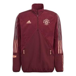 Куртка adidas Mufc Travel Ftp Manchester United Soccer/Football Casual Sports Half Zipper Stand Collar Jacket Red, красный