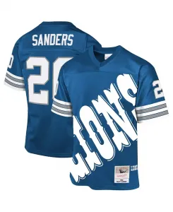 Футболка Detroit Lions в стиле ретро 1996 года, модель Barry Sanders, синяя, для подростков Mitchell & Ness