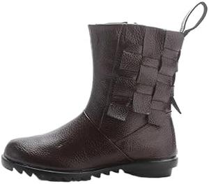 Женские ботинки на низком ходу из натуральной кожи с боковой молнией, мягкой противоскользящей подошвой, удобные для повседневной носки, поездок, прогулок и работы Netehadi, Brown2