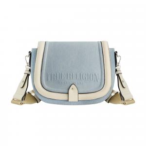 Сумка-седло из денима с логотипом True Religion, светло-голубой