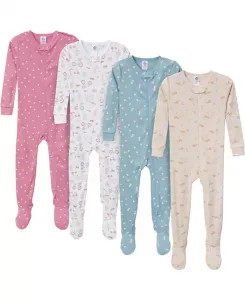 Пижама Snug Fit Footed для девочек, 4 шт., с изображением собак Gerber, розовый