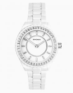 Часы Sekonda Margot 34 мм круглые белые в серебряном корпусе