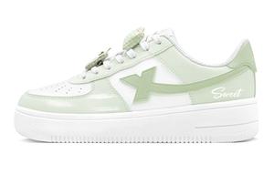 XTEP Кроссовки Air Force One с низким верхом, устойчивые к истиранию и дышащие, для скейтбординга, женские, белые и зеленые