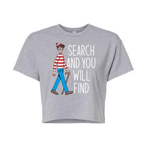 Укороченная футболка Where's Waldo Search для юниоров Licensed Character, серый