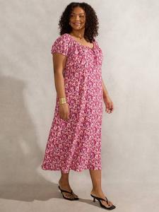 Платье миди с цветочным принтом Curve Live Unlimited, Pink