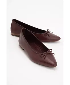 Балетки Ruby с острым носом из кожи Forever & Always Shoes, коричневый