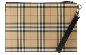 Burberry Винтажная сумка-клатч из искусственной кожи с добавлением хлопка для хранения мужская Archive бежевая