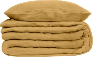 Постельное белье - хлопчатобумажная марля - охристо-желтая - 240x220 см - Atmosphera créateur d'intérieur