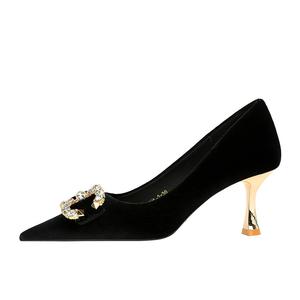 Туфли на тонком каблуке высотой 7 см для женщин QITUMAUL, Black[Heel Height 7Cm]