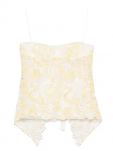 Кружевной топ на бретелях Christopher Esber, белый
