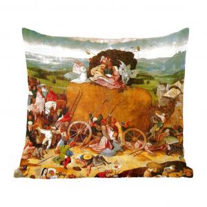 Декоративная подушка MuchoWow, диванная подушка для гостиной, декоративная подушка 60 x 60 см, центральная панель триптиха в масштабе сена - картина Иеронима Босха - чехол на подушку - хлопчатобумажная ткань - декоративные чехлы на подушки
