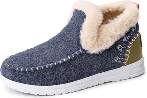 Женские зимние снегоступы, теплые уютные повседневные ботинки на меховой подкладке, слипоны на щиколотку, противоскользящая обувь для прогулок на открытом воздухе с резиновой подошвой Generic, Blue