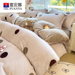 Fuanna Пододеяльник 220х240 см, молочный вельвет, утепленный, с рисунком Circle And Dot Pattern