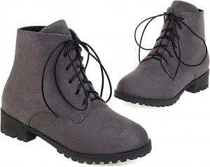 Женские ботильоны LYYSKY с эластичной посадкой на щиколотке, 3,5 см массивный низкий каблук, модные короткие ботинки на платформе, Grey Nubuck(007)