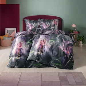 Постельное белье Mako-Satin Kendra aubergine 135x200 см + 80x80 см Estella