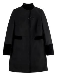 Fay пальто строгого кроя с бархатной отделкой, черный