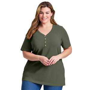 Женская футболка-туника с коротким рукавом plus size Avenue, Olive Green