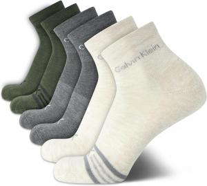 Мужские носки Calvin Klein Quarter - 6 пар мягких мини-носков для мужчин, идеально подходят для бега, занятий спортом и пешего туризма., Beige/Grey Stripe