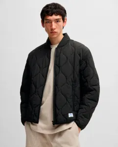Водоотталкивающая стеганая куртка с логотипом для мужчин Hugo, черный