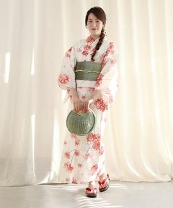 Набор из 4 предметов хлопковая юката aimoha/Цветочный (Юката, Хеко Оби, Гета и аксессуары для волос)