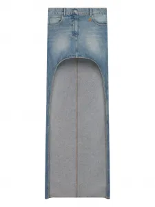 Длинная юбка на пуговицах Courreges, синий